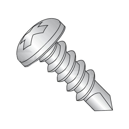 Self-Drilling Screw, #12 X 2-1/2 In, 410 Stainless Steel Pan Head Phillips Drive, 200 PK